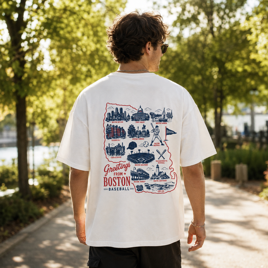 Boston Baseball Massachusetts Map T-Shirt