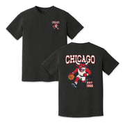 Chicago Basketball Bull Mascot Two-Sided T-Shirt, Retro Sports Graphic Tee for Basketball Fans