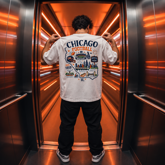 Chicago Football Illinois Map Graphic T-Shirt