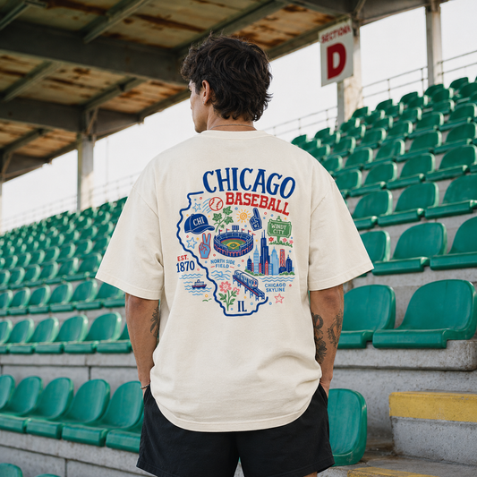 Chicago Baseball Illinois Map T-Shirt