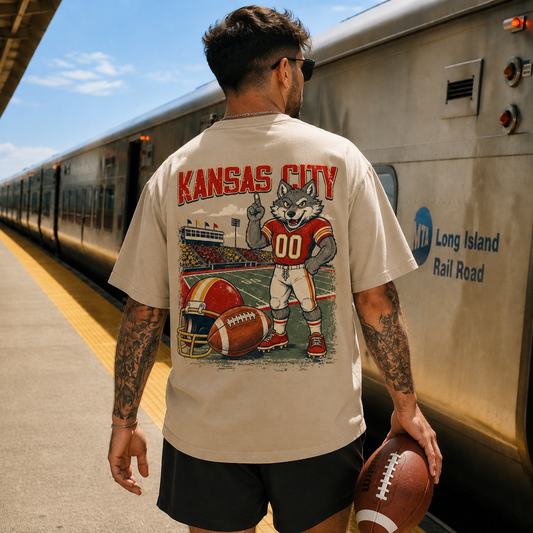 Kansas City Football Mascot Vintage Graphic T-Shirt