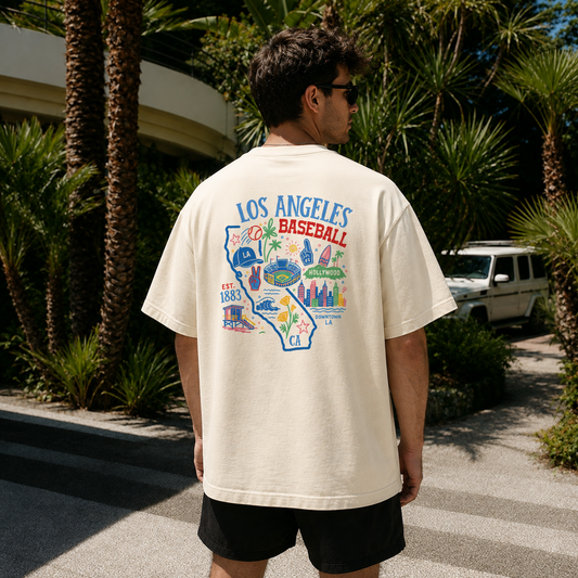 Los Angeles Baseball California Map T-Shirt