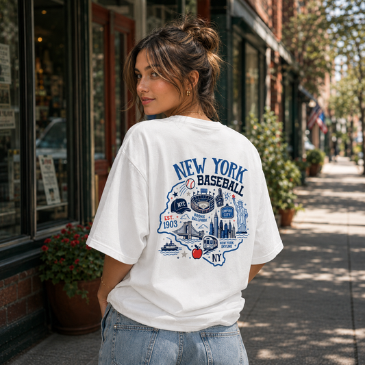 New York Baseball New York Map T-Shirt