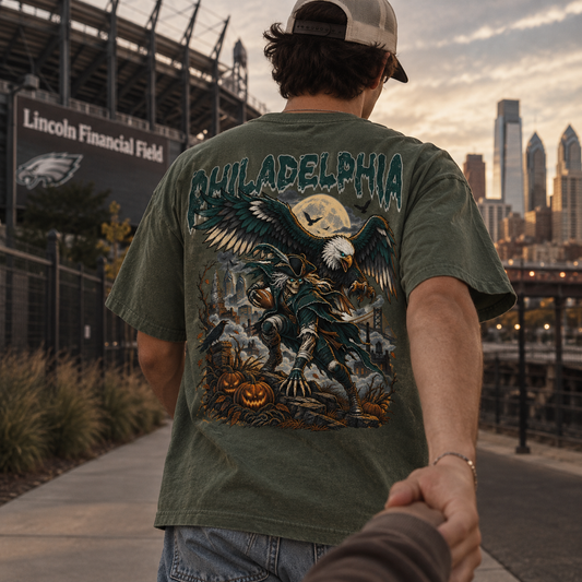 Philadelphia Football Halloween Eagle Vintage Graphic T-Shirt