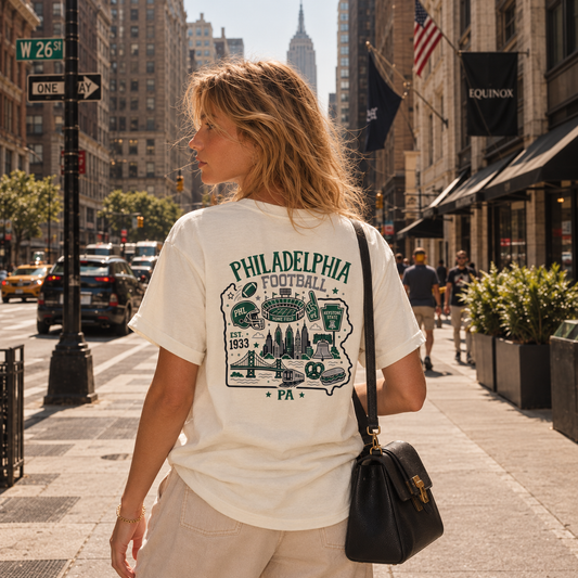 Philadelphia Football Pennsylvania Map Graphic T-Shirt