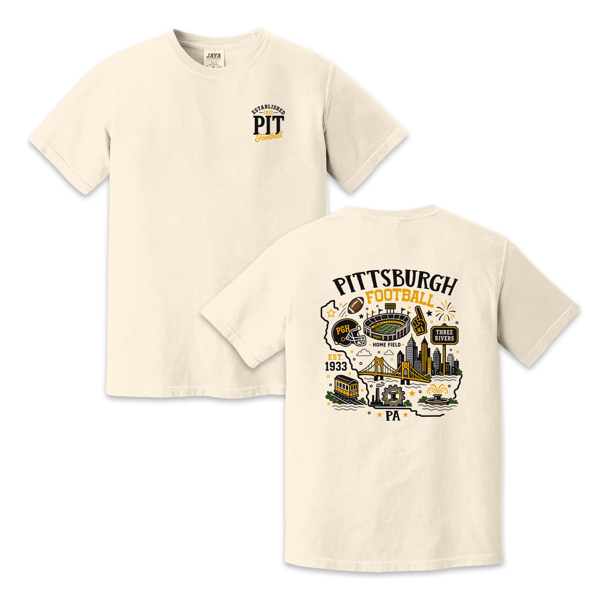 Pittsburgh Football Pennsylvania Map Graphic T-Shirt