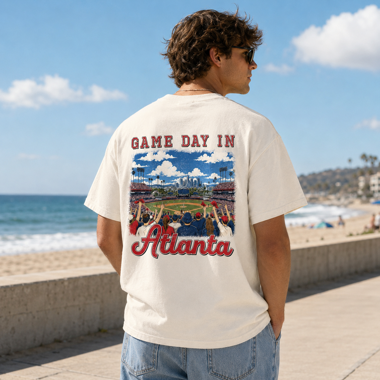 Vintage Atlanta Baseball Game Day Stadium Crowd T-Shirt