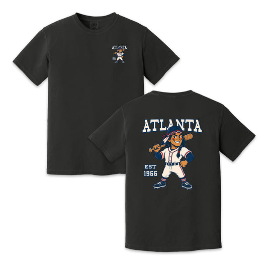 Atlanta Baseball Retro Mascot Two-Sided T-Shirt, Vintage City Sports Graphic Tee for Baseball Fans