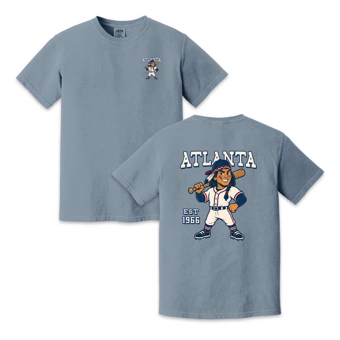 Atlanta Baseball Retro Mascot Two-Sided T-Shirt, Vintage City Sports Graphic Tee for Baseball Fans