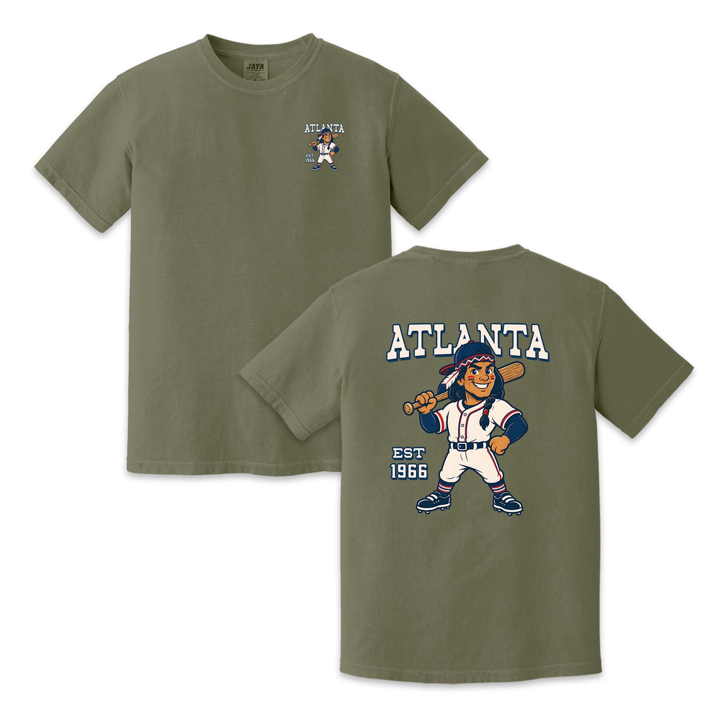Atlanta Baseball Retro Mascot Two-Sided T-Shirt, Vintage City Sports Graphic Tee for Baseball Fans