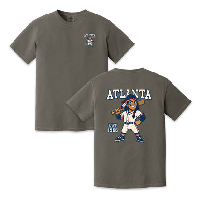 Atlanta Baseball Retro Mascot Two-Sided T-Shirt, Vintage City Sports Graphic Tee for Baseball Fans