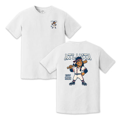 Atlanta Baseball Retro Mascot Two-Sided T-Shirt, Vintage City Sports Graphic Tee for Baseball Fans