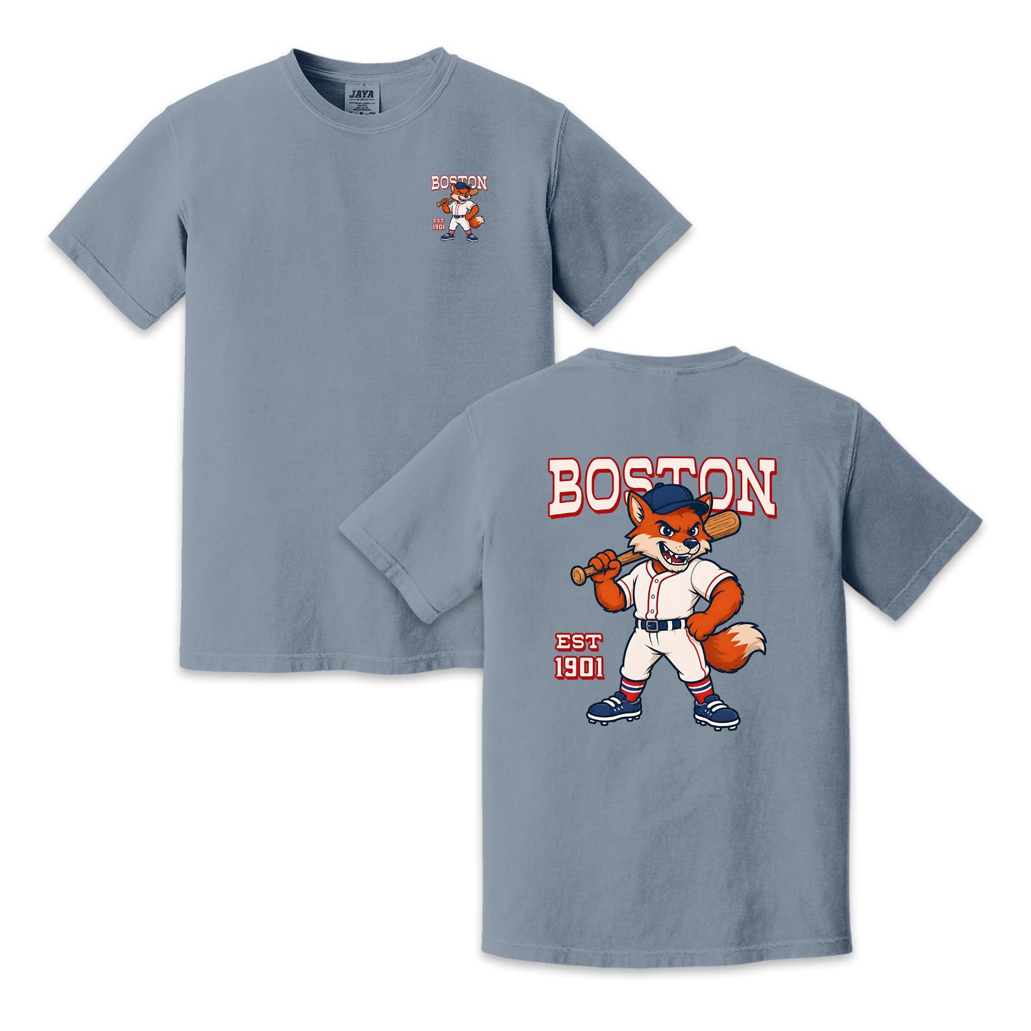 Boston Baseball Two-Sided T-Shirt, Retro Fox Mascot Graphic Tee for Baseball Fans