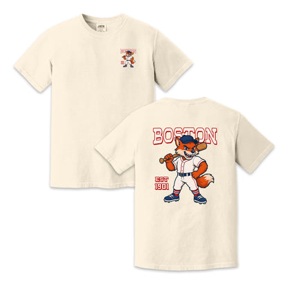 Boston Baseball Two-Sided T-Shirt, Retro Fox Mascot Graphic Tee for Baseball Fans