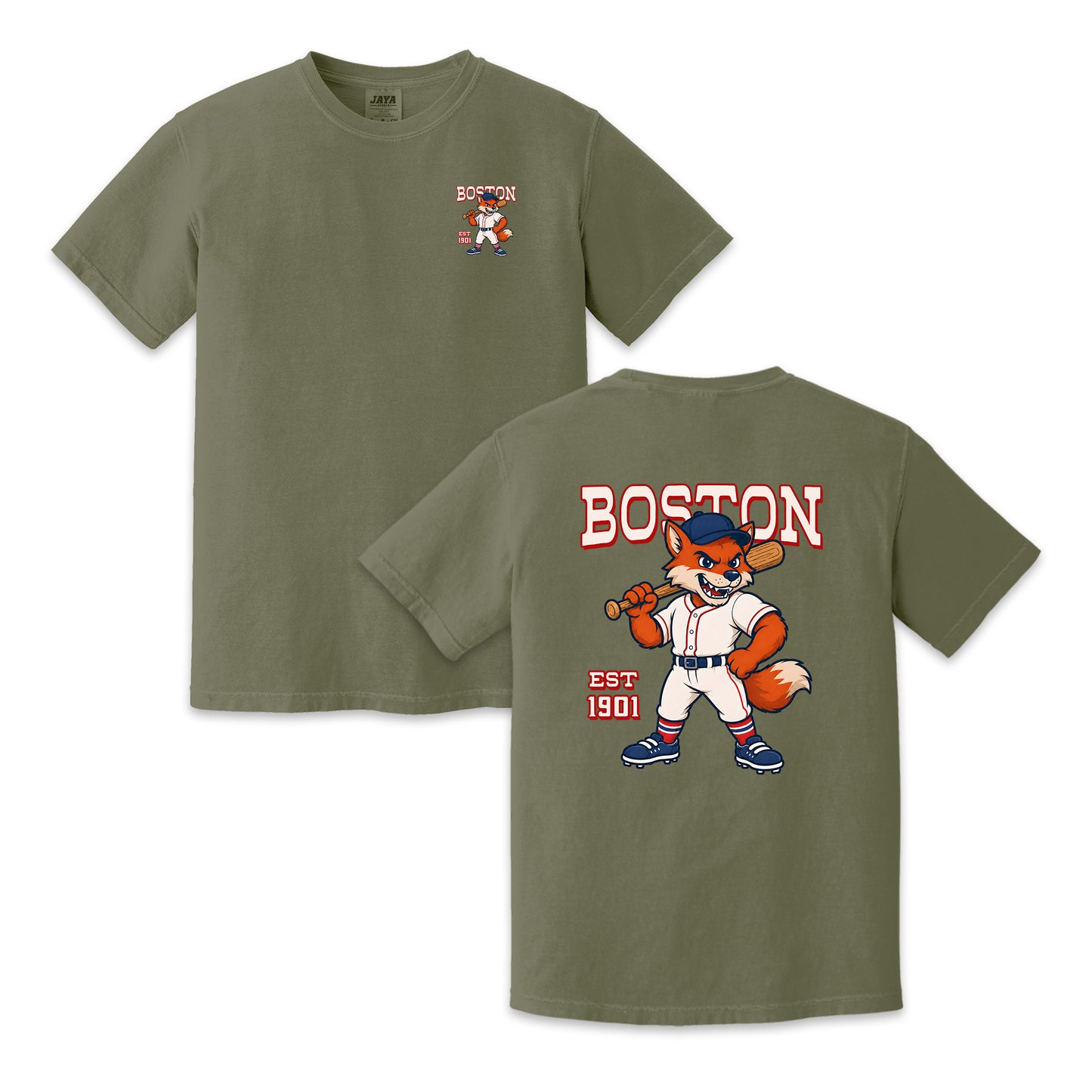 Boston Baseball Two-Sided T-Shirt, Retro Fox Mascot Graphic Tee for Baseball Fans