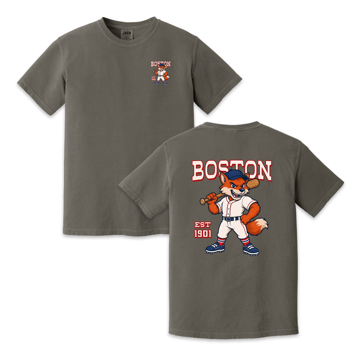 Boston Baseball Two-Sided T-Shirt, Retro Fox Mascot Graphic Tee for Baseball Fans