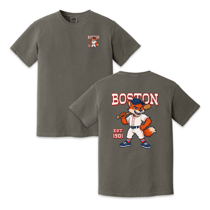 Boston Baseball Two-Sided T-Shirt, Retro Fox Mascot Graphic Tee for Baseball Fans