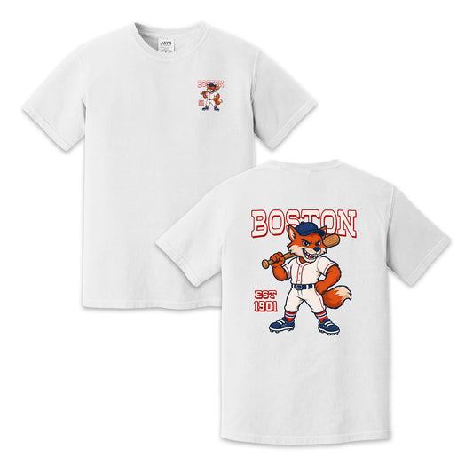 Boston Baseball Two-Sided T-Shirt, Retro Fox Mascot Graphic Tee for Baseball Fans