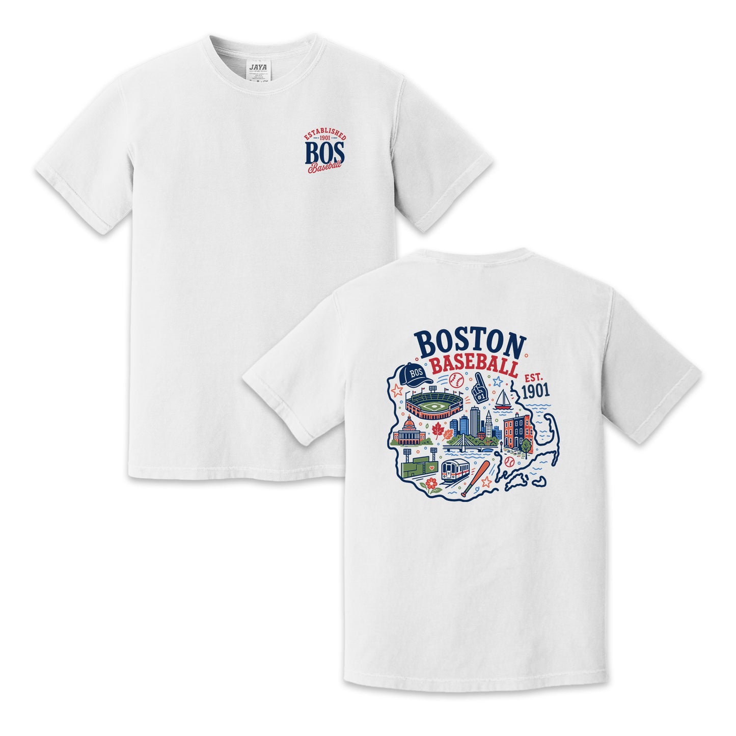 Boston Baseball Massachusetts Map T-Shirt