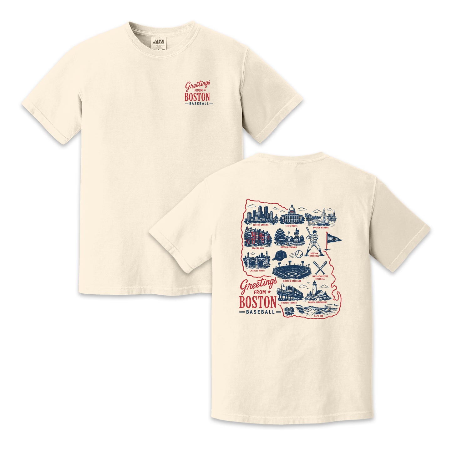 Boston Baseball Massachusetts Map T-Shirt