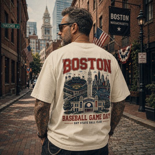 Boston Baseball Game Day Two Sided T-Shirt