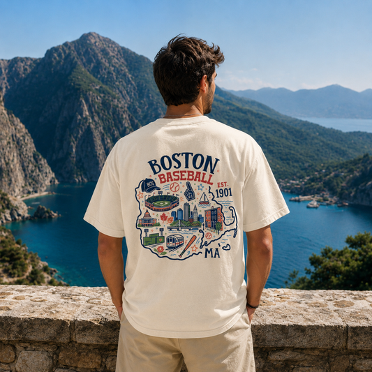 Boston Baseball Massachusetts Map T-Shirt