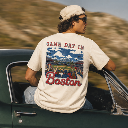 Vintage Boston Baseball Game Day Stadium Crowd T-Shirt