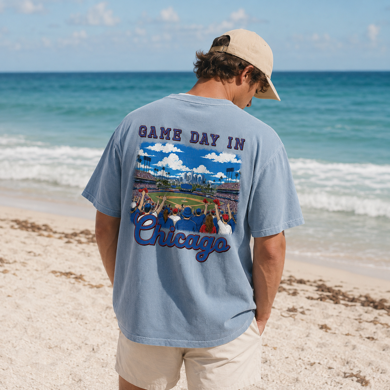 Vintage Chicago Baseball Game Day Stadium Crowd T-Shirt