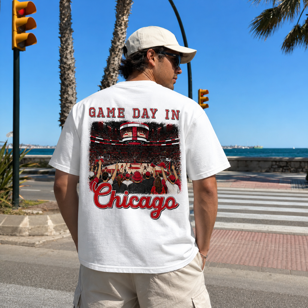 Vintage Chicago Basketball Game Day Arena Crowd T-Shirt