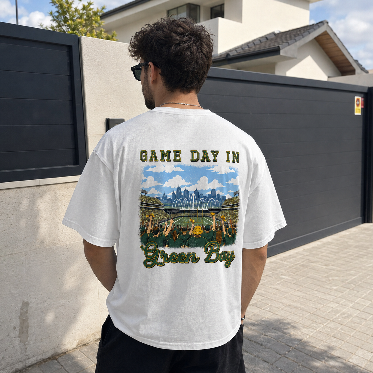 Vintage Green Bay Football Game Day Stadium Crowd T-Shirt