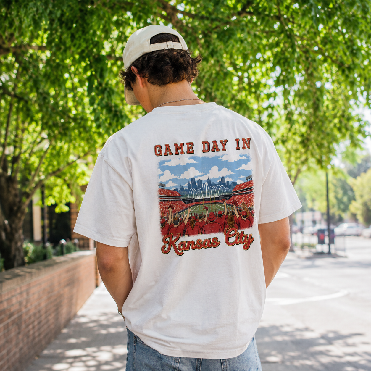 Vintage Kansas City Football Game Day Stadium Crowd T-Shirt
