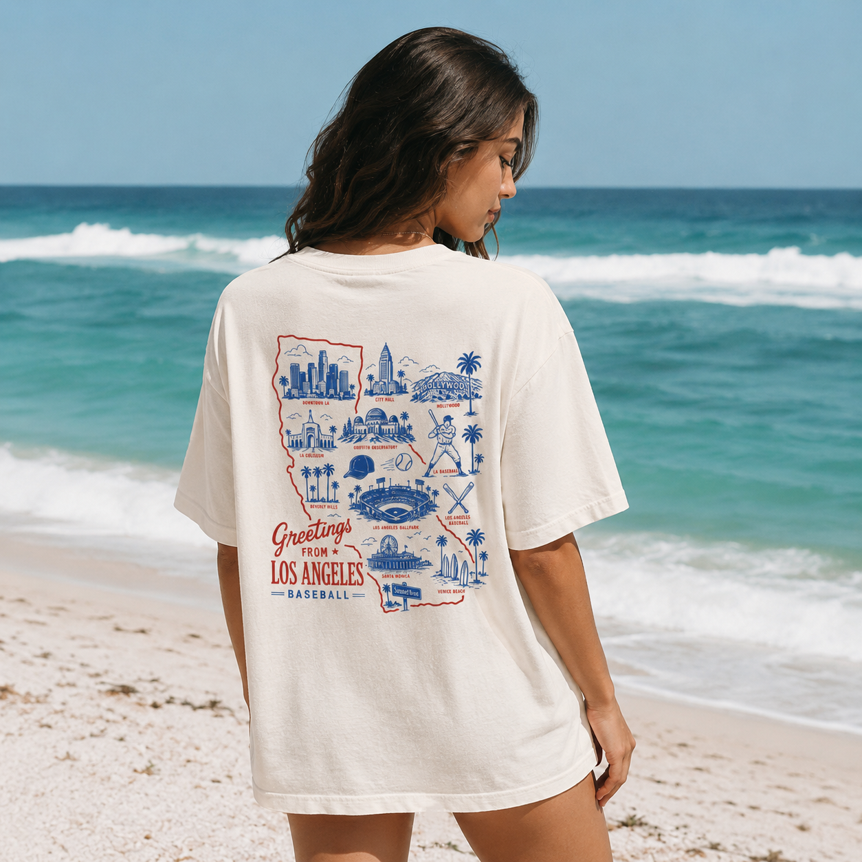 Los Angeles Baseball California Map T-Shirt