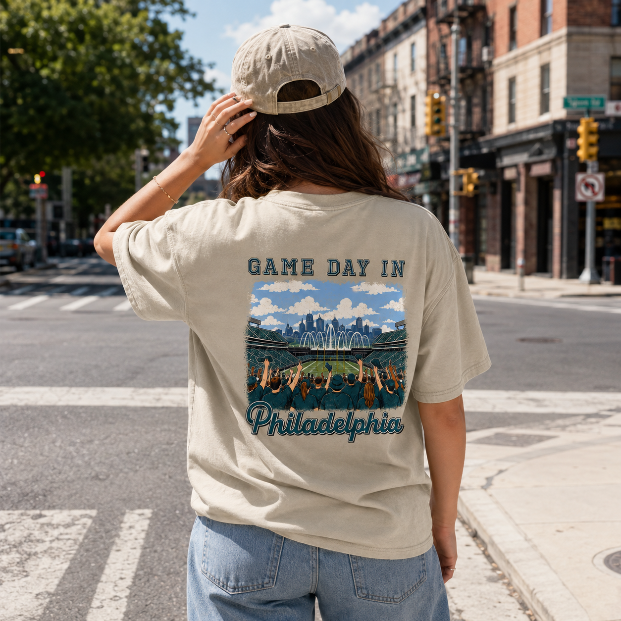 Vintage Philadelphia Football Game Day Stadium Crowd T-Shirt