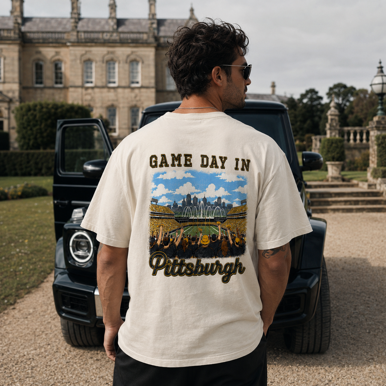 Vintage Pittsburgh Football Game Day Stadium Crowd T-Shirt