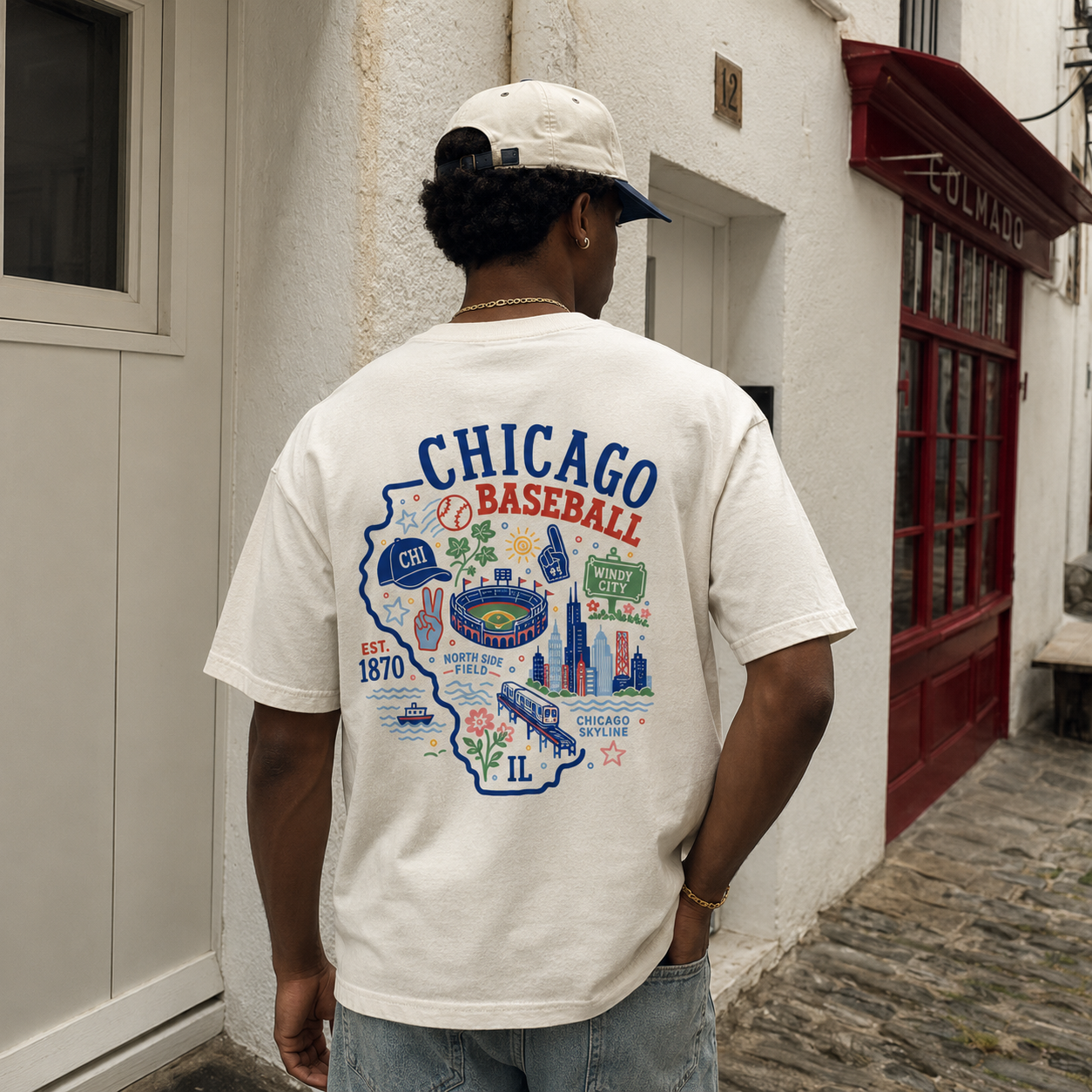 Chicago Baseball Illinois Map T-Shirt
