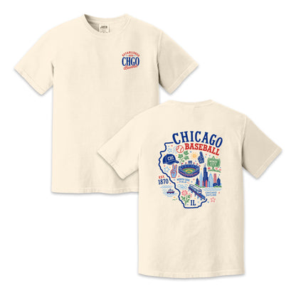 Chicago Baseball Illinois Map T-Shirt