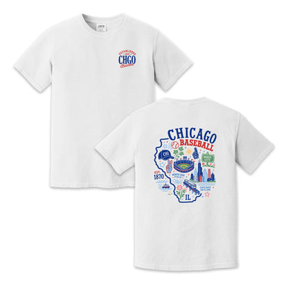 Chicago Baseball Illinois Map T-Shirt