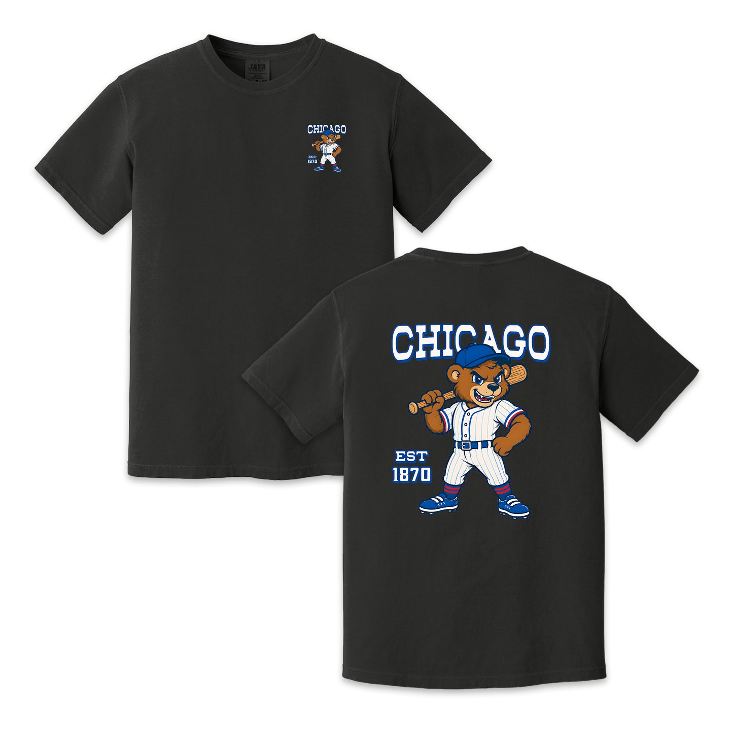 Chicago Baseball Two-Sided T-Shirt, Retro Bear Mascot Graphic Tee for Baseball Fans