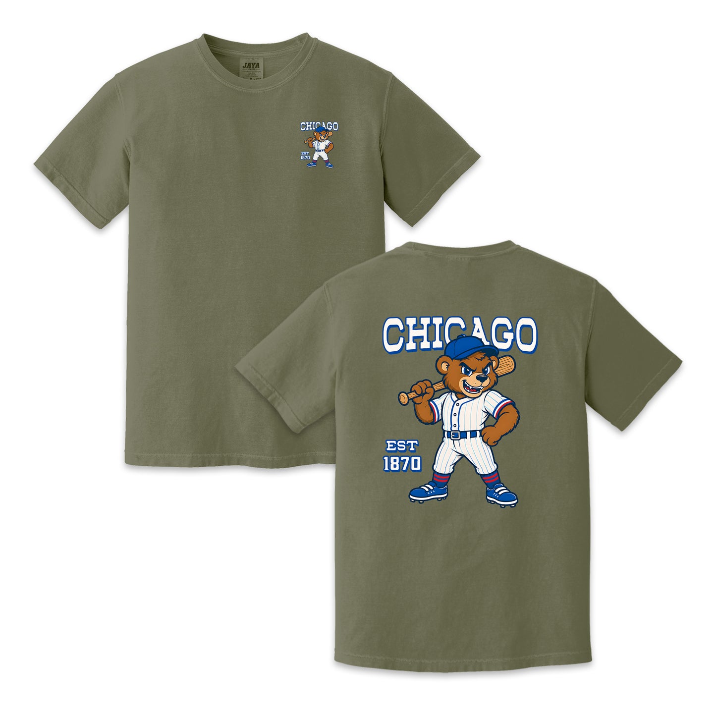 Chicago Baseball Two-Sided T-Shirt, Retro Bear Mascot Graphic Tee for Baseball Fans