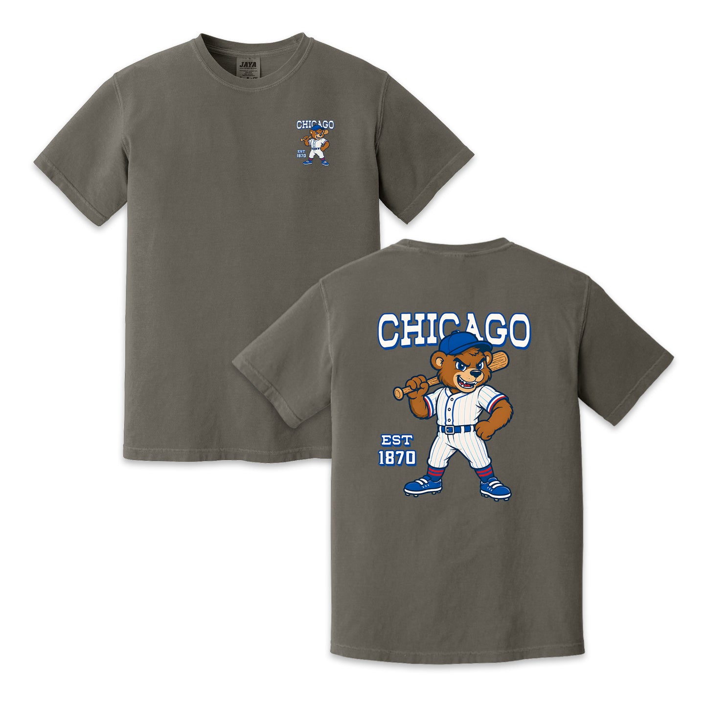 Chicago Baseball Two-Sided T-Shirt, Retro Bear Mascot Graphic Tee for Baseball Fans