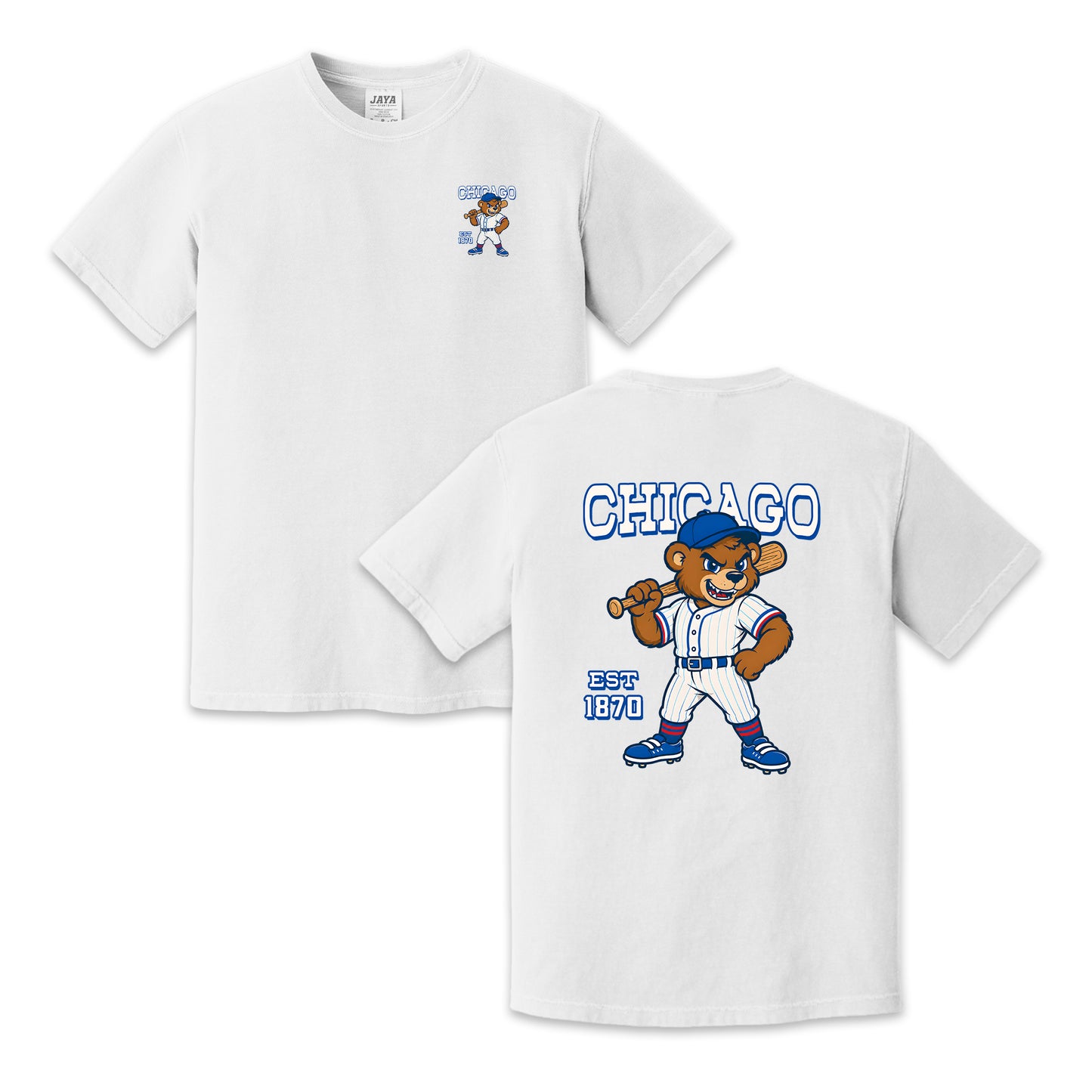 Chicago Baseball Two-Sided T-Shirt, Retro Bear Mascot Graphic Tee for Baseball Fans