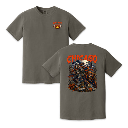Chicago Football Halloween Vintage Graphic T-Shirt