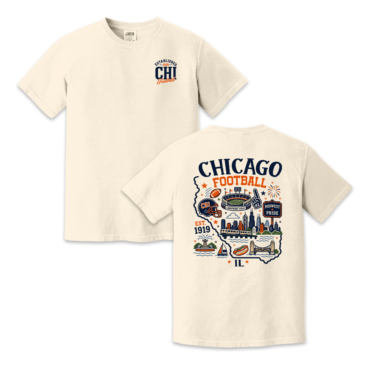 Chicago Football Illinois Map Graphic T-Shirt