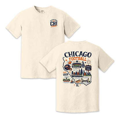 Chicago Football Illinois Map Graphic T-Shirt