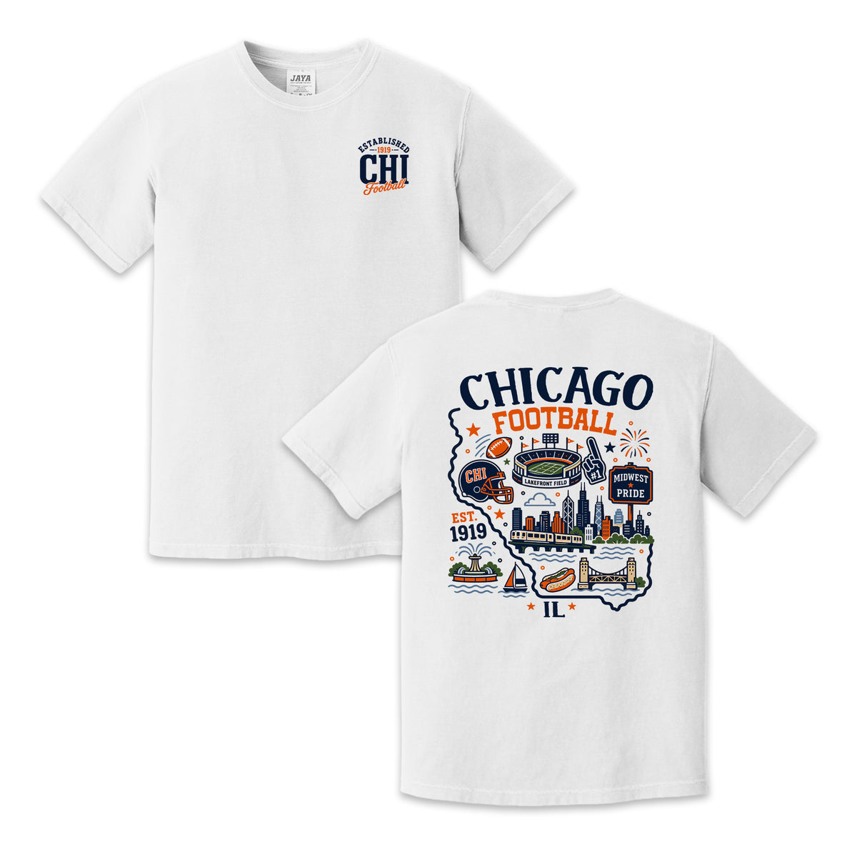 Chicago Football Illinois Map Graphic T-Shirt