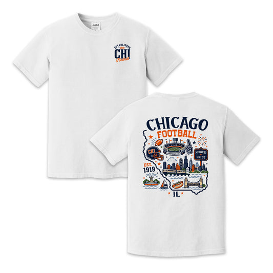 Chicago Football Illinois Map Graphic T-Shirt