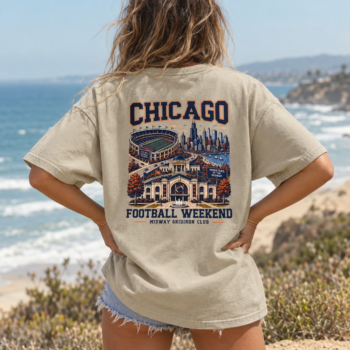 Chicago Football Weekend Vintage Graphic T-Shirt