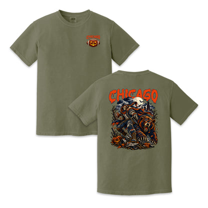 Chicago Football Halloween Vintage Graphic T-Shirt