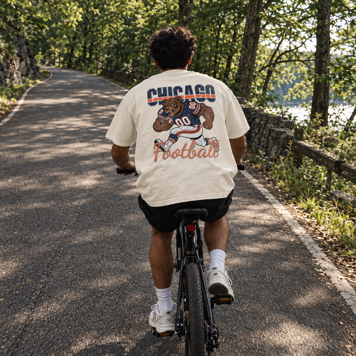 Chicago Football Bear Graphic T-Shirt, Vintage Sports City Tee for Football Fans