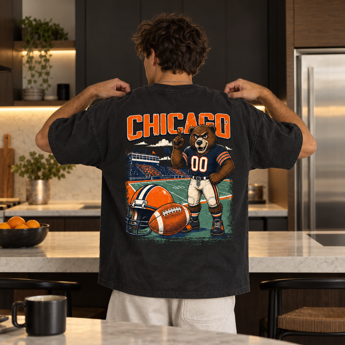 Chicago Football Bear Vintage Graphic T-Shirt